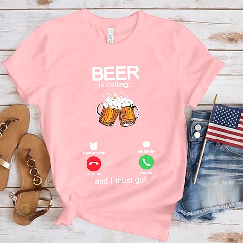 Cosplay Kostüm T-Shirt Druck Bier Bayerisch Deutsch T-Shirt Ärmel Klassisch Streetstyle für Damen Unisex Erwachsene Heißprägen für Karneval Oktoberfestbier Party Alltagstauglich Image
