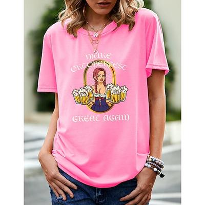 Bier Cosplay Kostüm T-Shirt-Ärmel Bedruckt Klassisch Streetstyle Für Damen Erwachsene Karneval Oktoberfestbier Heißprägen Party Casual Image