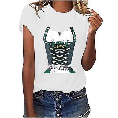 Bier Cosplay Kostüm T-Shirt-Ärmel Bedruckt Klassisch Streetstyle Für Damen Erwachsene Karneval Oktoberfestbier Heißprägen Party Casual Image