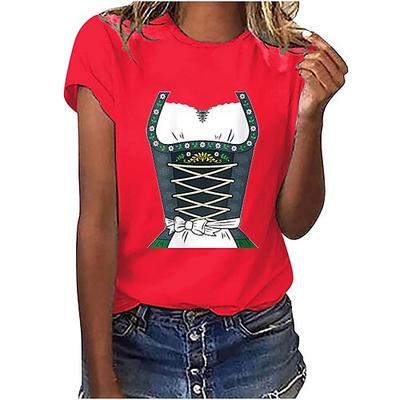 Bier Cosplay Kostüm T-Shirt-Ärmel Bedruckt Klassisch Streetstyle Für Damen Erwachsene Karneval Oktoberfestbier Heißprägen Party Casual Image