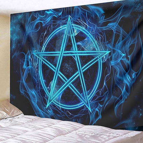 Pentagramm Wicca Wicca Pagan Psychedelic Hängeteppich Wandkunst großer Wandteppich Wanddeko Fotografie Kulisse Decke Vorhang Haus Schlafzimmer Wohnzimmer Dekoration Image