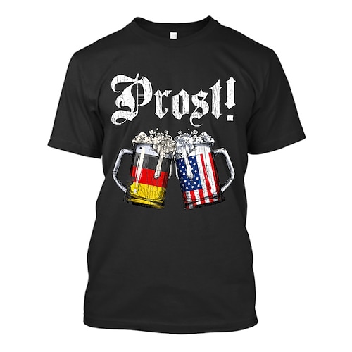 Cosplay Kostüm T-Shirt Druck Bayerisch Deutsch T-Shirt Ärmel Klassisch Streetstyle für Herren Unisex Erwachsene Heißprägen für Karneval Oktoberfestbier Party Alltagstauglich Image
