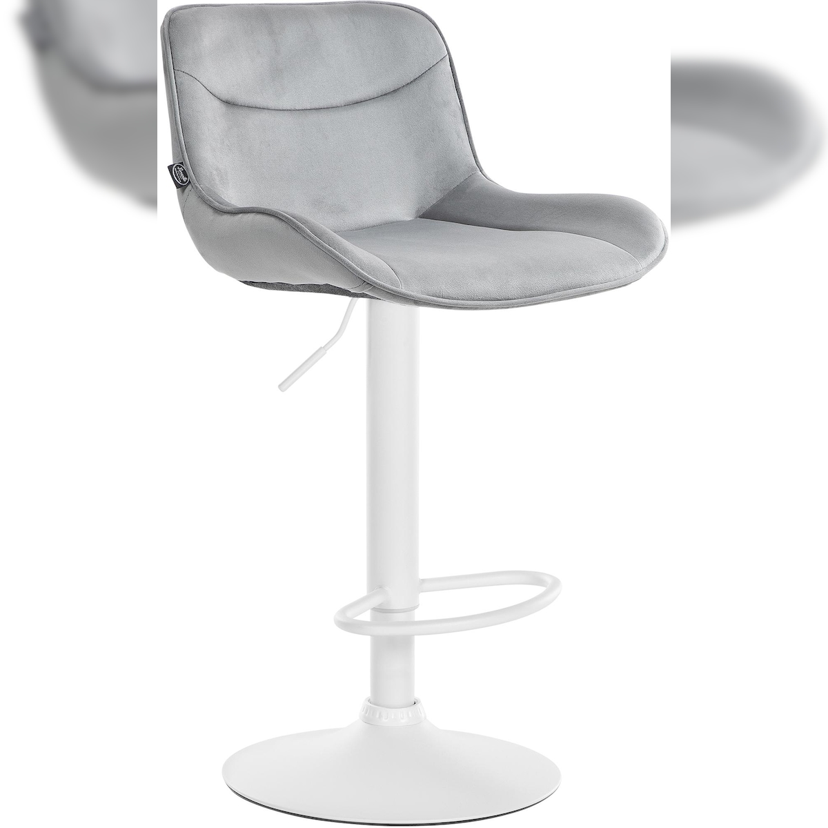 CLP Barhocker Vonore Samt grau/weiß Image