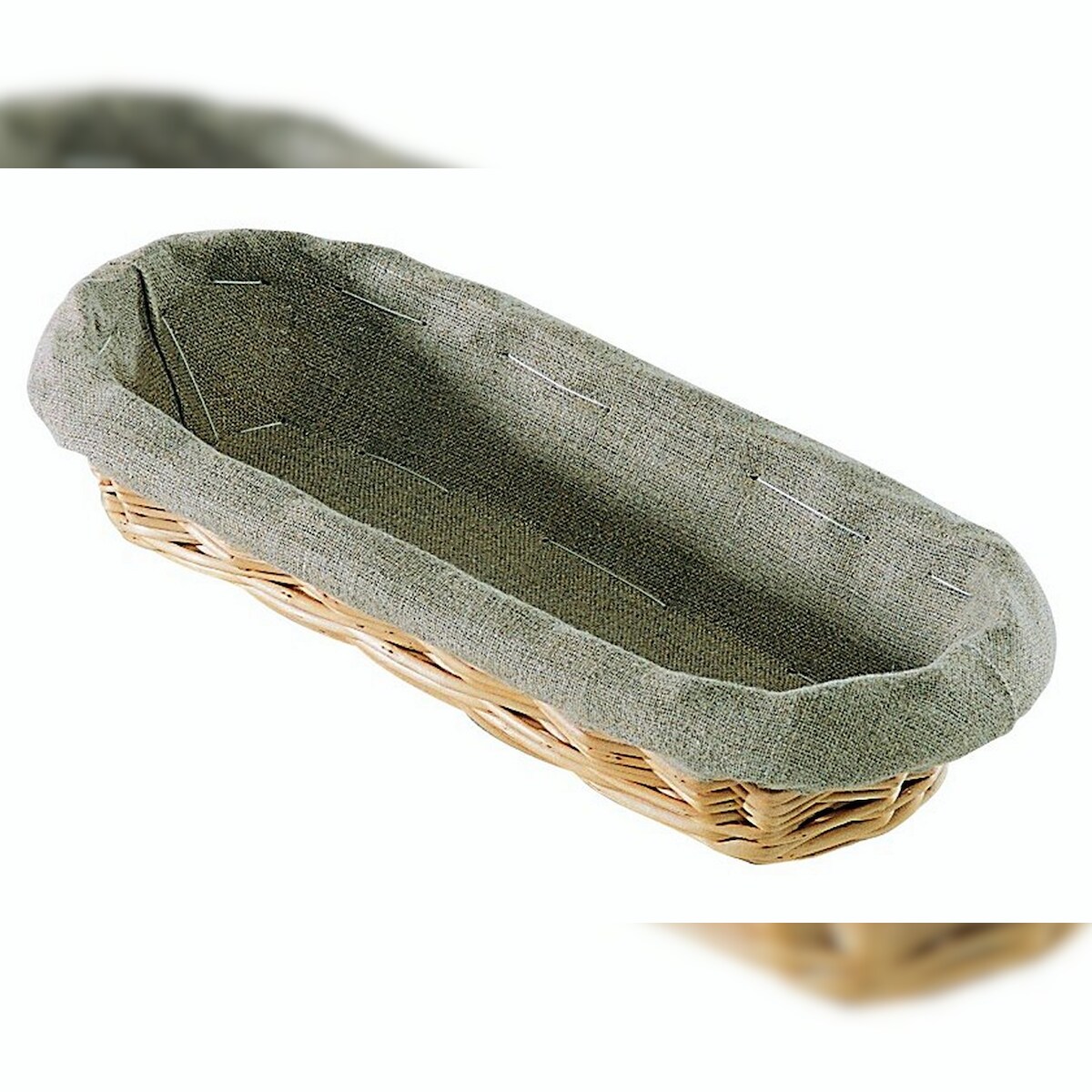 Vannerie de Villaines Lange Weidenkorb mit Leinen L.50x12 H.6.2 Stück Image