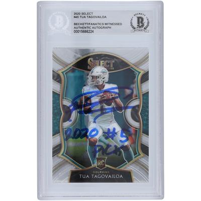 Tua Tagovailoa Miami Dolphins 2020 Panini Select Concourse #45 Beckett Fanatics bezeugte authentifizierte Rookie-Karte mit der Aufschrift „2020 #5 Pick“ Image