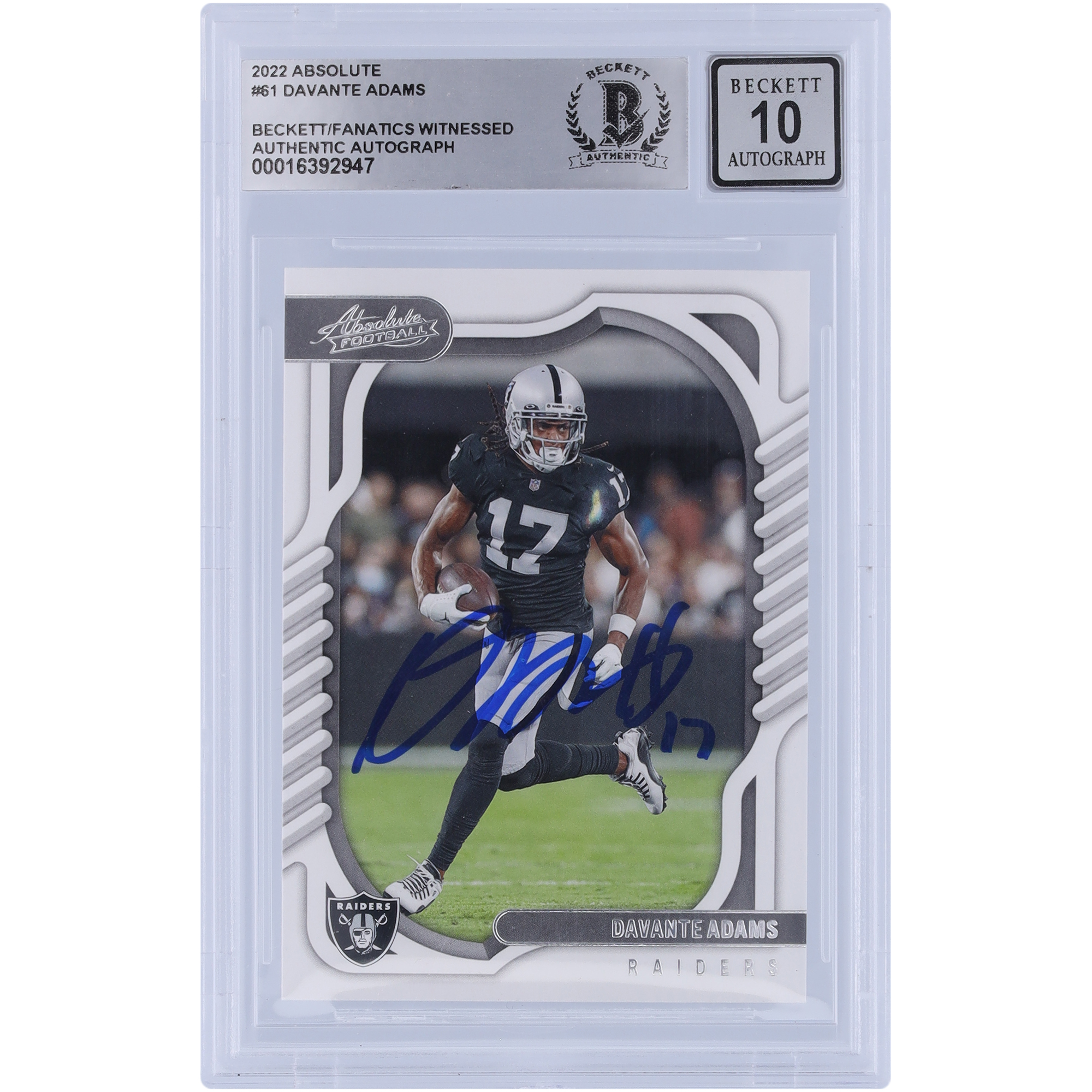 Davante Adams Las Vegas Raiders signiert 2022 Panini Absolute #61 Beckett Fanatics bezeugt authentifiziert 10 Karte Image