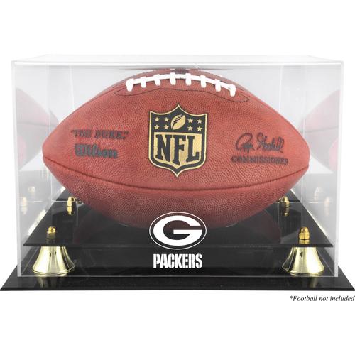 Goldene Vitrine mit klassischem Teamlogo des Green Bay Packers-Fußballs