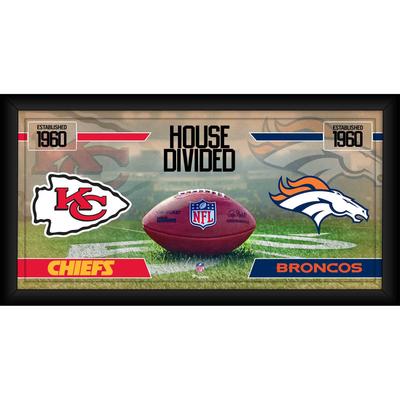 Kansas City Chiefs vs. Denver Broncos, gerahmt, 25,4 x 50,8 cm, House Divided Football Collage Image