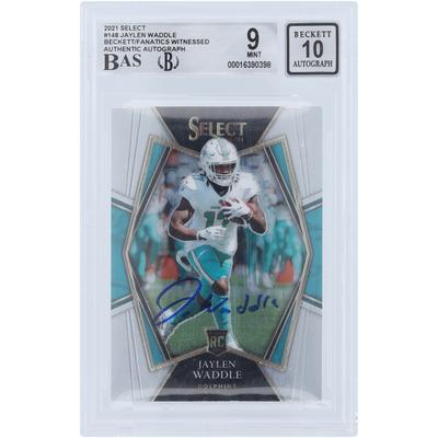 Jaylen Waddle Miami Dolphins signierte 2021 Panini Select Premier Level #148 Beckett Fanatics bezeugte authentifizierte 9/10 Rookie-Karte Image