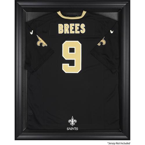 Vitrine mit schwarzem Trikotrahmen der New Orleans Saints