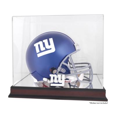 Vitrine mit Helmlogo der New York Giants aus Mahagoni mit verspiegelter Rückseite Image