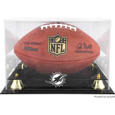 Miami Dolphins (2013-heute) Goldene klassische Football-Vitrine mit verspiegelter Rückseite Image