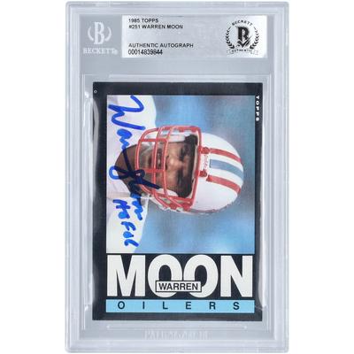 Warren Moon Houston Oilers signierte 1985 Topps #251 BAS authentifizierte Karte mit "HOF 06"-Inschrift Image