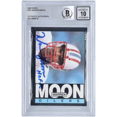 Warren Moon Houston Oilers signierte 1985 Topps #251 BAS authentifizierte 10er-Karte mit "HOF 06"-Inschrift Image