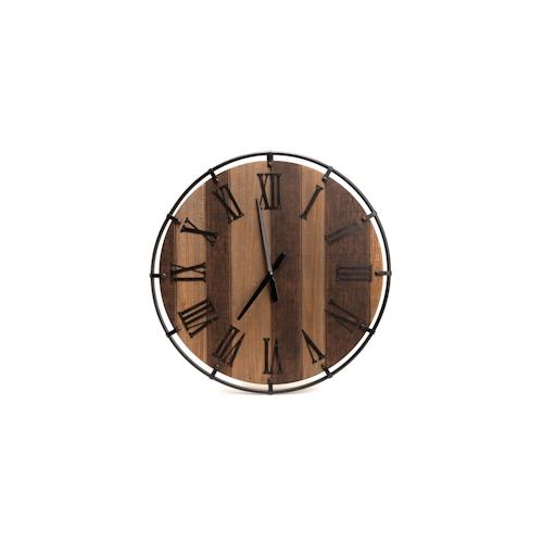 Uhr und Metall - Braun Rund Holz Amadeus 60x5 cm