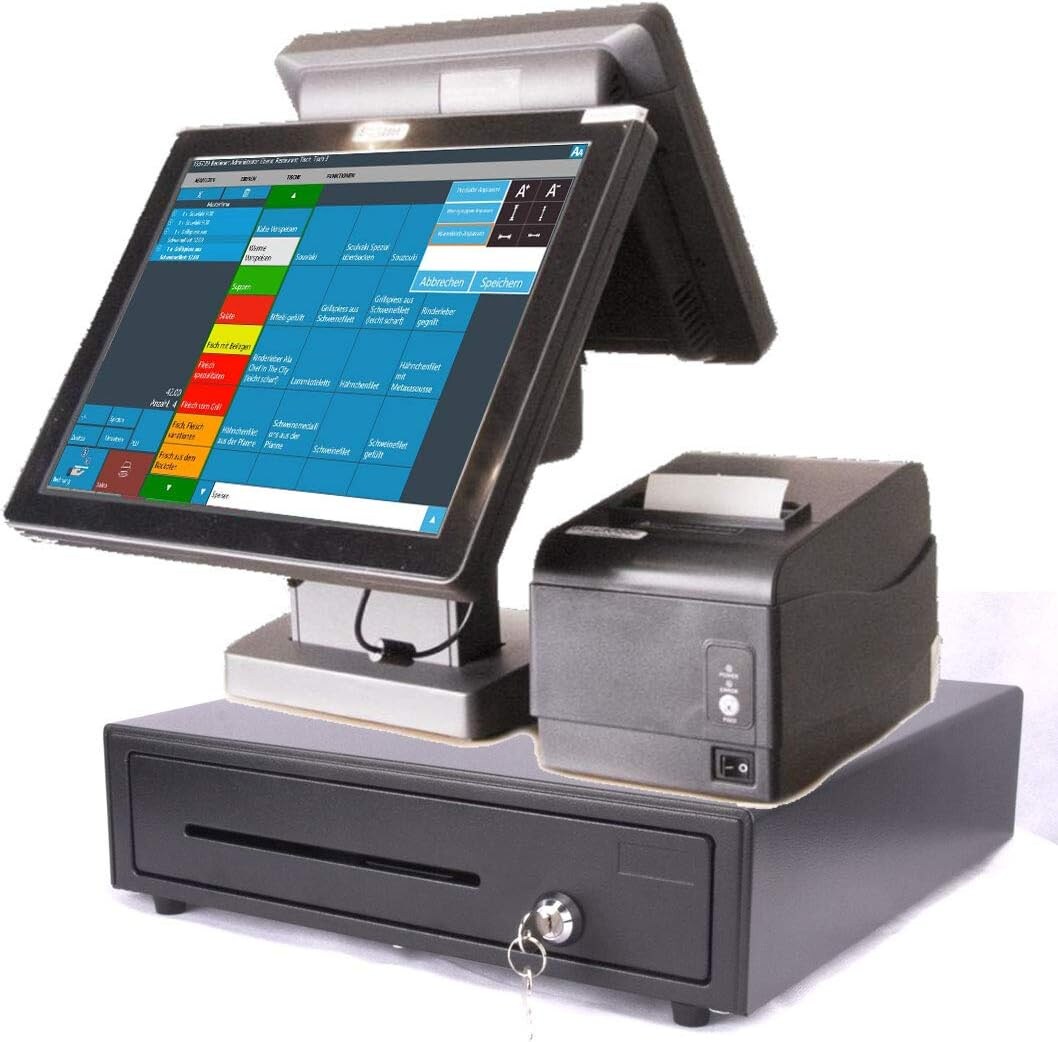 15" Kasse für GASTRONOMIE: 12" Multimedia Kundenanzeige, Bondrucker, Geldlade, Blitzkasse Restaurant Image