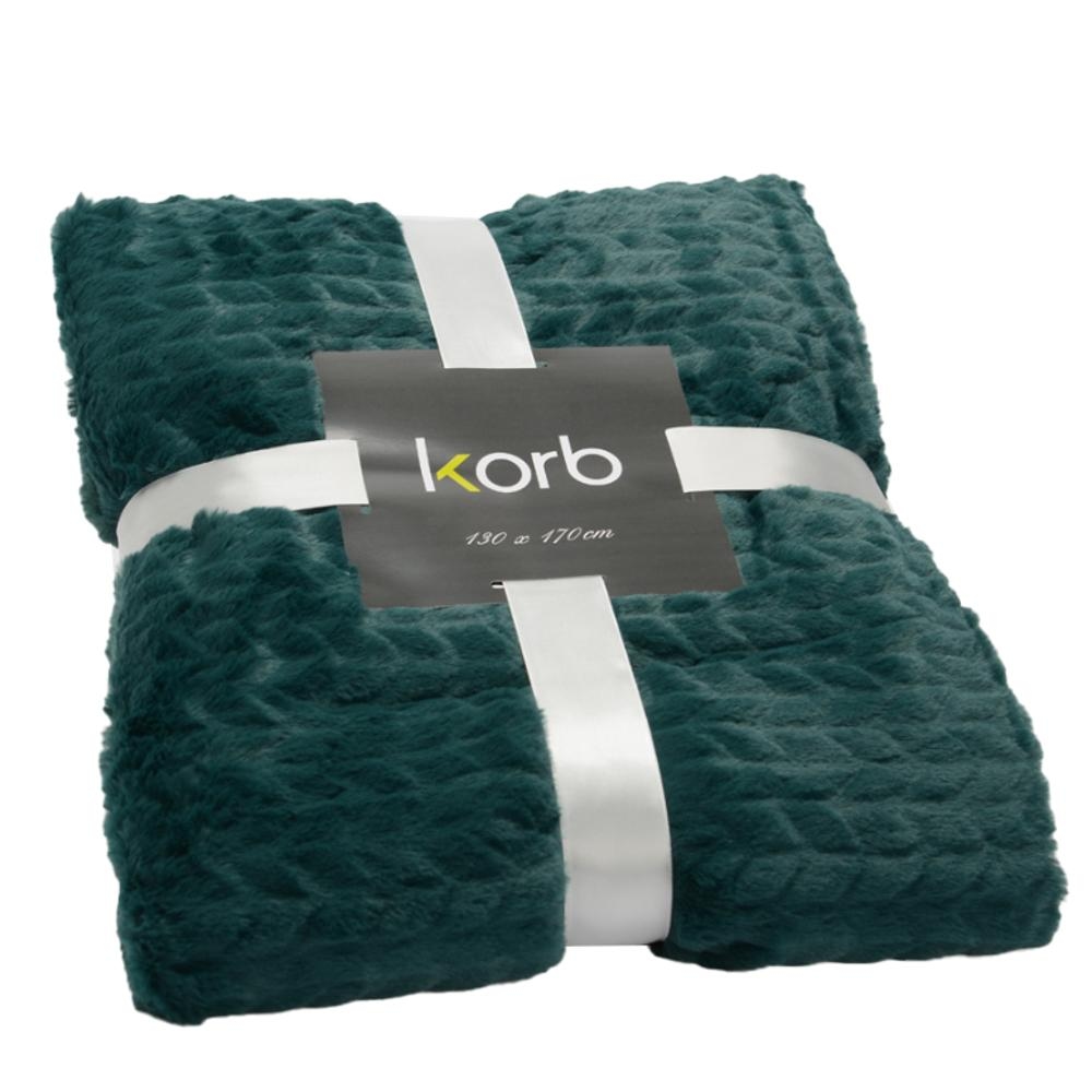 Plaid Chevron 130x170 smaragdgrün - Grün Rechteck Polyester Amadeus 170x130 cm Image