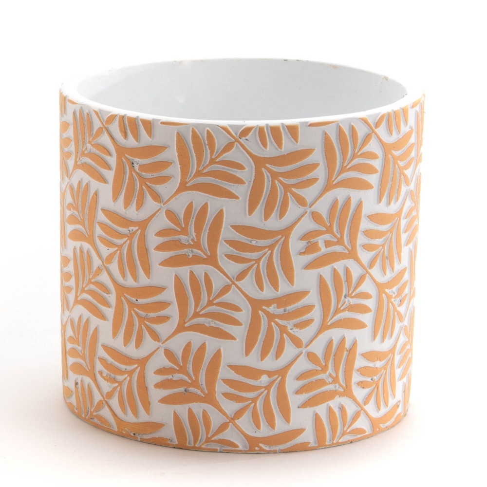 Übertopf Mimosa kleines Modell - Orange Rund Stein Amadeus 13.5x13.5 cm Image