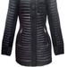Michael Kors Women's Quilted Mixed Media 3/4 Coat Jacket With Faux Fur In Black - Black
