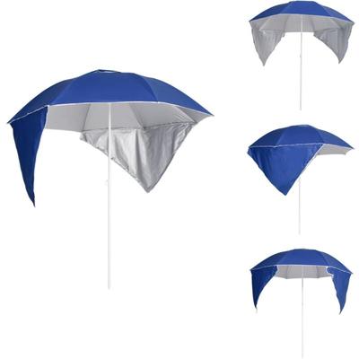 Strandschirm mit Seitenteilen Blau 215 cm - Strandsonnenschirm - Sonnenschirm Blau - Polyester Image