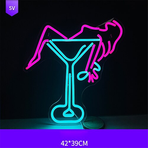 Oktoberfest-Cocktail, USB-Neon-LED-Schild, leuchtendes Neonlicht, Bierbar, Club, Acryl-Neonlicht für Hotelbar, Café, Geburtstagsparty, Jugendzimmer, Wanddekoration, Lichtschild, 1 Stück Image