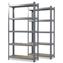 KARAT Schwerlastregal Lakota - 2er Set - Traglast bis 875 kg - Individuell einsetzbar - Grau -200 x 100 x 50 cm Image