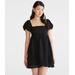 Aeropostale Womens' Solid Square-Neck Pleated Babydoll Dress - Black - Size XL - Nylon