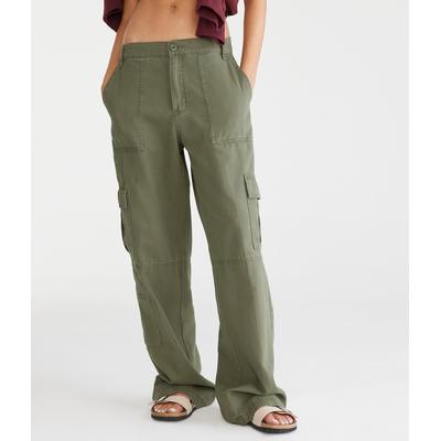 Aeropostale Womens' Mid-Rise Utility Cargo Pants - Green - Size LRG S - Cotton