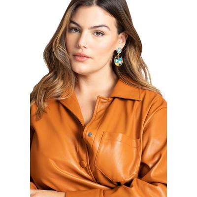 Plus Size Women's Circular Geo Drop Earring by ELOQUII in Multi Color (Size NO SIZE)