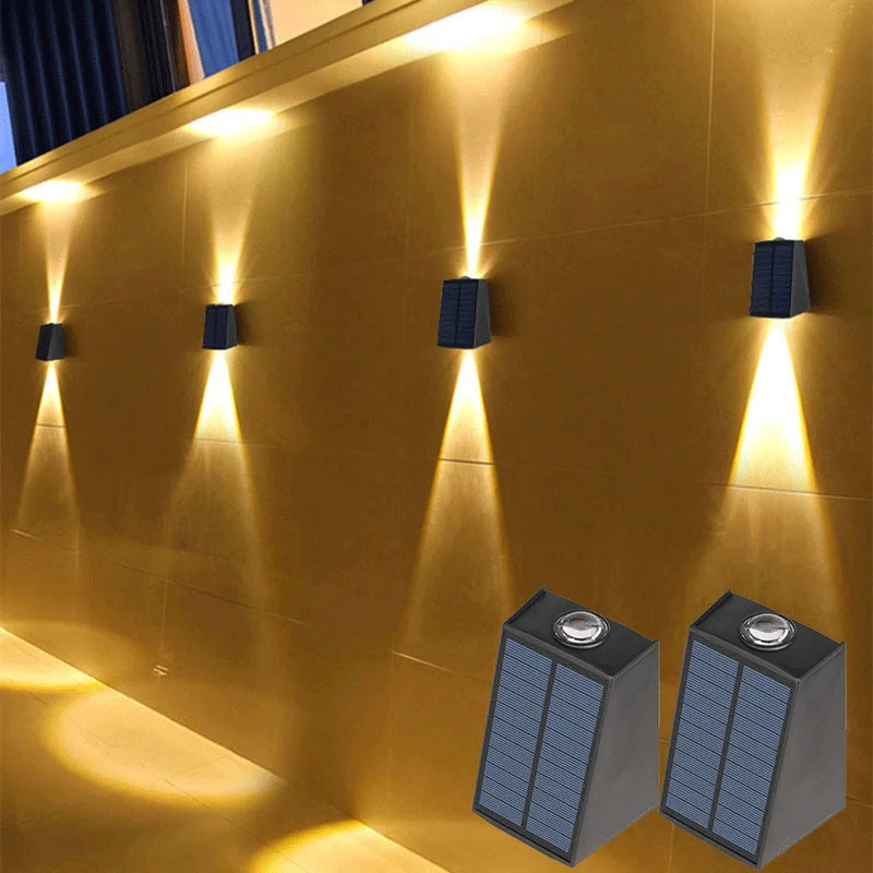 2 LED lampe murale solaire étanche extérieure solaire jardin décor lumières haut et bas éclairage lumineux pour rue balcon jardin Villa