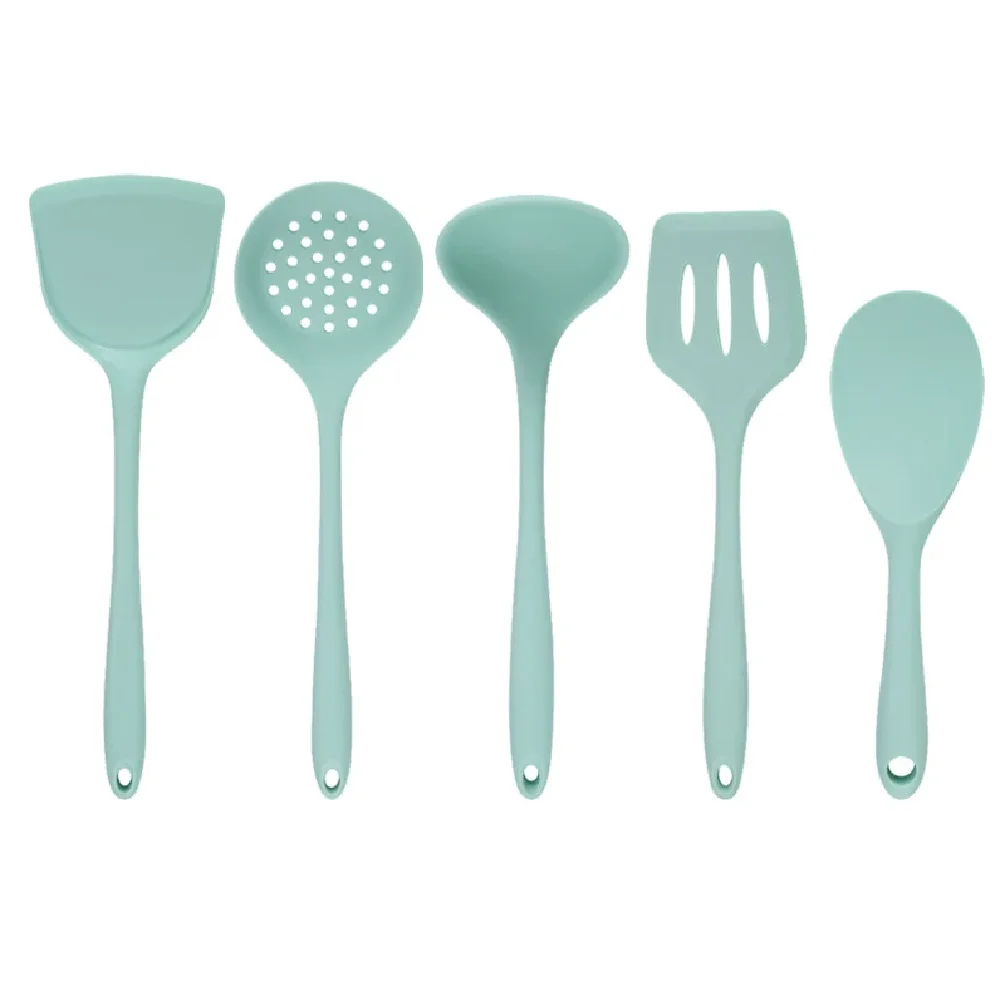 Ustensiles de cuisine en silicone 5pcs / Set cuisson cuillère antiadhésive ustensiles de cuisine Set de cuisine en silicone flexible résistant à la chaleur