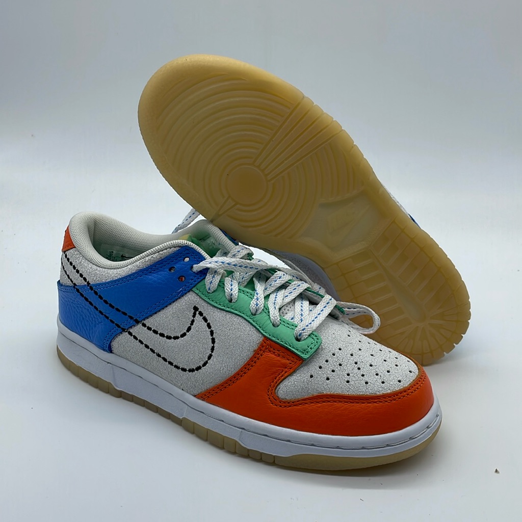 Nike Shoes | Used Nike Dunk Low Nike 101 Gs Sneakers Shoes White Dx3363-100 | Color: Blue/Orange | Size: 5y
