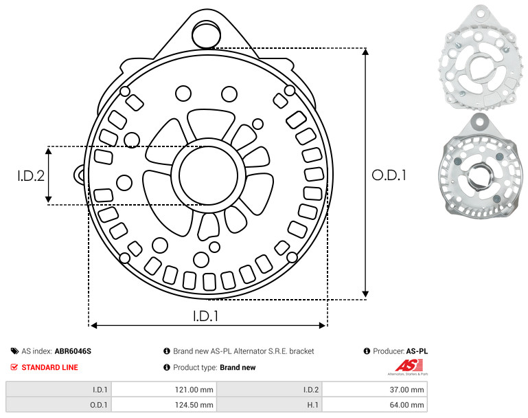 AS-PL Halter, Generator-Antriebsflansch ABR6046S Universal 124,50mm Image