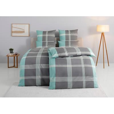 Bettwäsche TOM TAILOR HOME "Ole", grau (grau, mint), B/L: 135cm x 200cm, , Renforcé, B/L: 80cm x 80cm, Renforcu00e9, Obermaterial: 100% Baumwolle, Bettwäsche, karierte Bettwäsche aus Baumwolle, mit Reißverschluss Image