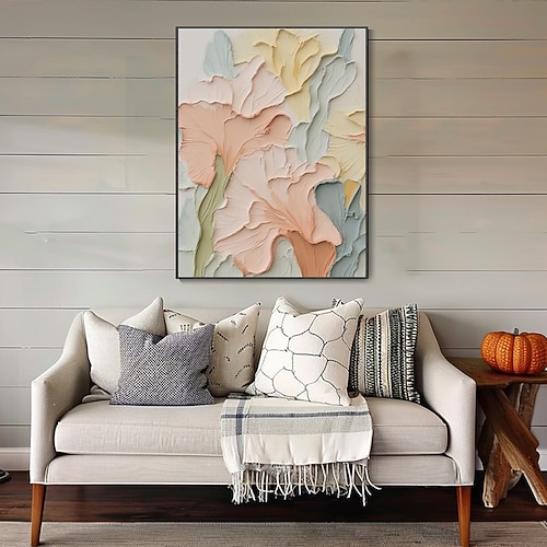 handgemaltes 3D Original Hochzeit rosa Blumengemälde auf Leinwand strukturierte Wandkunst florale Wandkunst Home Wand Dekor Leinwand Ölgemälde Blumenkunst Wohnzimmer Wandkunst Image