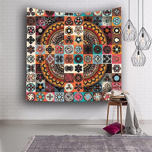 Mandala, Bohemian-Mosaik, Wandteppich, Kunst-Dekor, Decke, Vorhang, zum Aufhängen, für Zuhause, Schlafzimmer, Wohnzimmer, Wohnheim, Dekoration, Boho, Hippie, psychedelische Blumenblume, Lotus, indisch Image