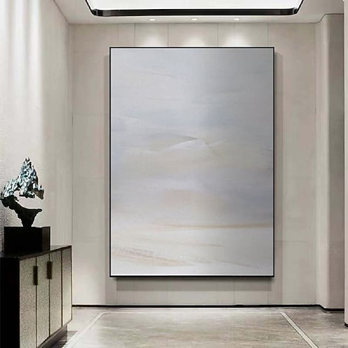 handgemachte Wandkunst Pastell Landschaft Ölgemälde Ölgemälde handgemalt abstrakt grau Landschaft Malerei Seelandschaft Malerei eklektisch minimalistisch moderne Kunst neutral Wand Dekor für Bar Dekor Image