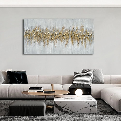handgemachtes Ölgemälde Leinwand Wandkunst Dekoration moderne abstrakte Textur Gold für Wohnzimmer Wohnkultur gerollt rahmenloses ungedehntes Gemälde Image