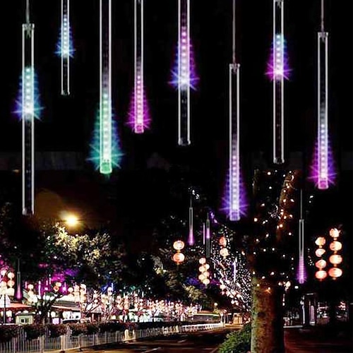 3er Pack Outdoor Meteorregen Regen-Stringlichter 50 cm 100-240V 24 Röhren LED-Stringlichter wasserdicht für Hochzeitsdekoration Bäume Halloween-Dekoration Holiday Wedding Image