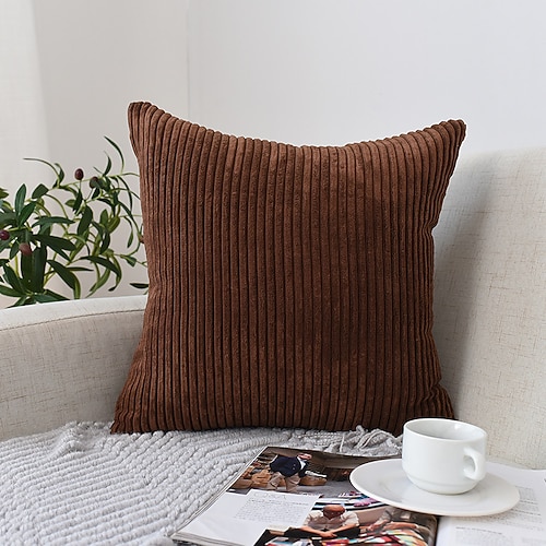 nordischer einfarbiger Cord-Kissenbezug fürs Büro, weiches Kissen ohne Kern, Heim-Wohnzimmer-Sofa-Dekor, grün, orange, rosa, blau Image