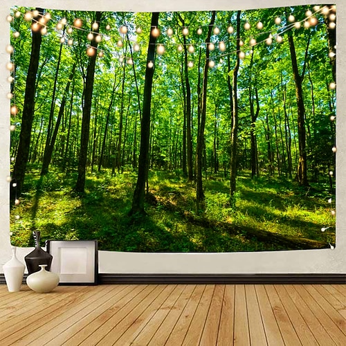 landschaft baum wandteppich kunst dekor decke vorhang picknick tischdecke hängen hause schlafzimmer wohnzimmer wohnheim dekoration nebligen wald natur sonnenschein durch baum Wandtuch XXL Natur Image
