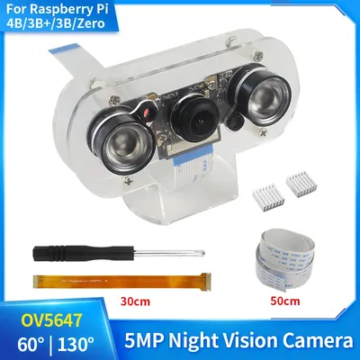 Raspberry Pi 4 Night Vision Camera 60 130 Degree 5MP OV5647 Webcam with 2 Infrared Light Camera for