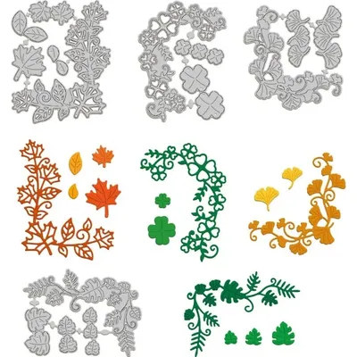 4pcs Leaf Corners Cutting Dies for Card Making Clover Ginkgo Maple Leaf Lace Die Cuts Metal Cut Dies Template for Scrapbooking