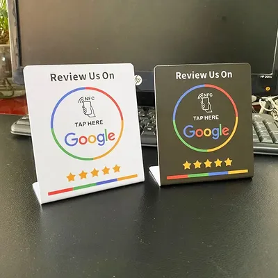 13.56Mhz programmable Google Review Card NFC station table NFC Google Reviews display bending card
