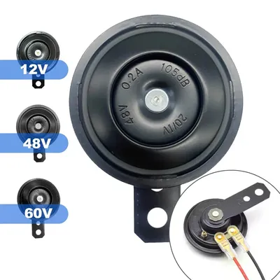 12V 48V 60V General Motorcycle Electric Horn Kit Waterproof Round Speaker Loud Electric Horn