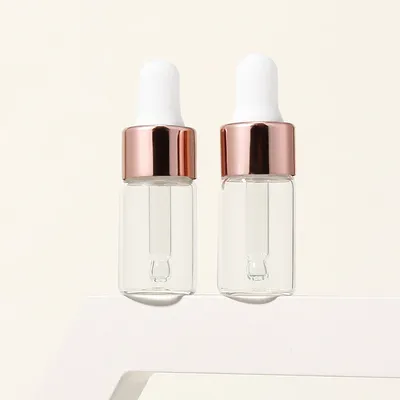 2Pcs 3ml Clear/Frosted/Red Emtpy Glass Dropper Bottles Mini Dropper Bottles for Traveling Essential Oils DIY Cosmetic Liquid