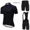 All Black Cycling Jersey Bib Short Set 2024 Mens Mountain Bicycle Clothing Short Sleeve Suit Sports