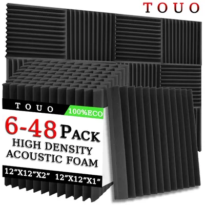 TOUO 6/12/24/48 Pcs Acoustic Foam Studio High Density Soundproofing Foam Sound Absorbing Material Door Isolation Home Decoration