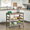 Stainless Steel Countertop Kitchen Cart, Rolling Kitchen Island on Wheels with 2 Open Shelves and 2 Towel Racks - Grey