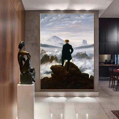 Oil painting Caspar David Friedrich Hand painted Wanderer above the Sea of Fog oil painting by Caspar David Friedrich Painting on canvas Large wall art Room decor Office decor Gift for man